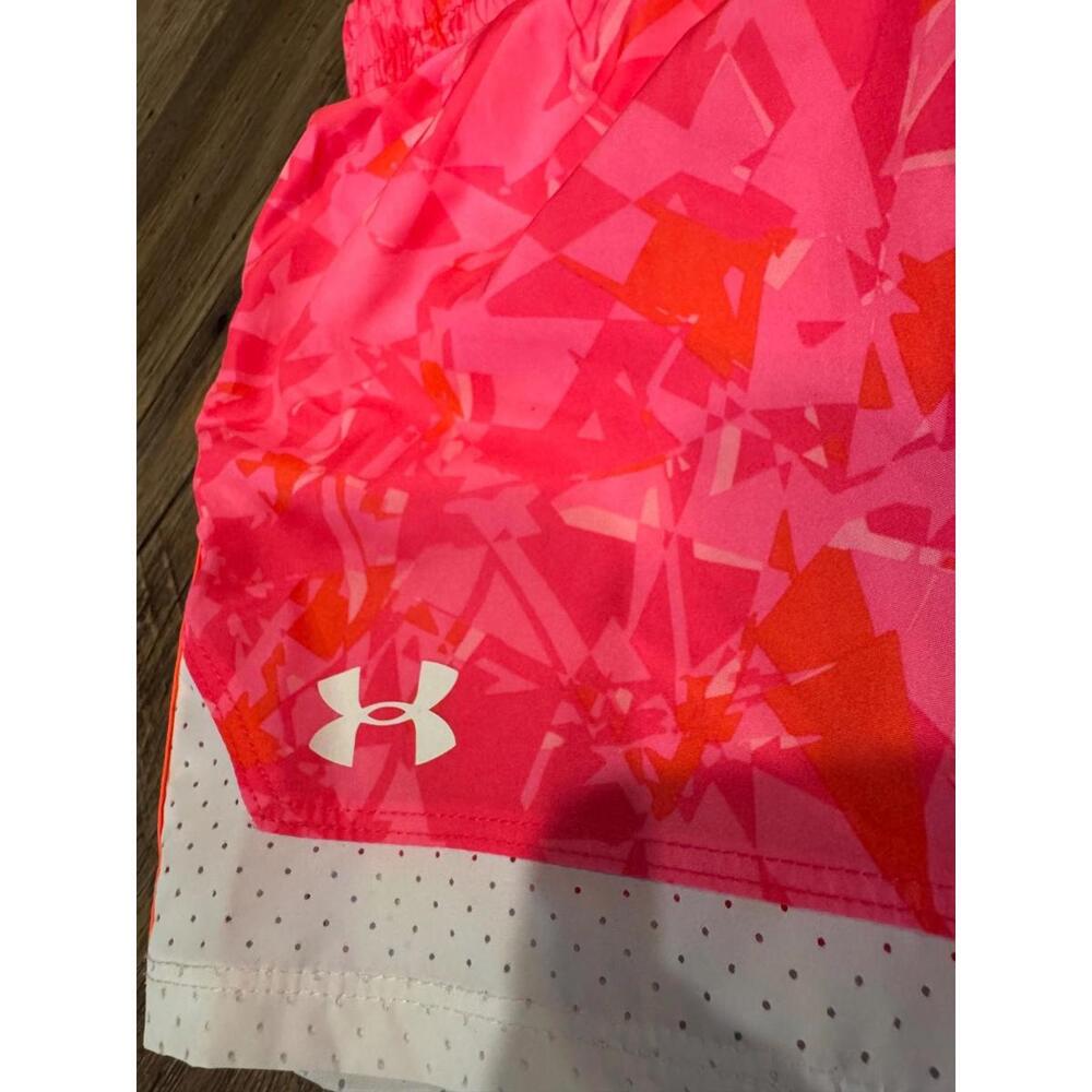 NWOT Under Armour Shorts Girls Printed Shorts Pink/Orange/ White Sz 6 - Picture 3 of 5